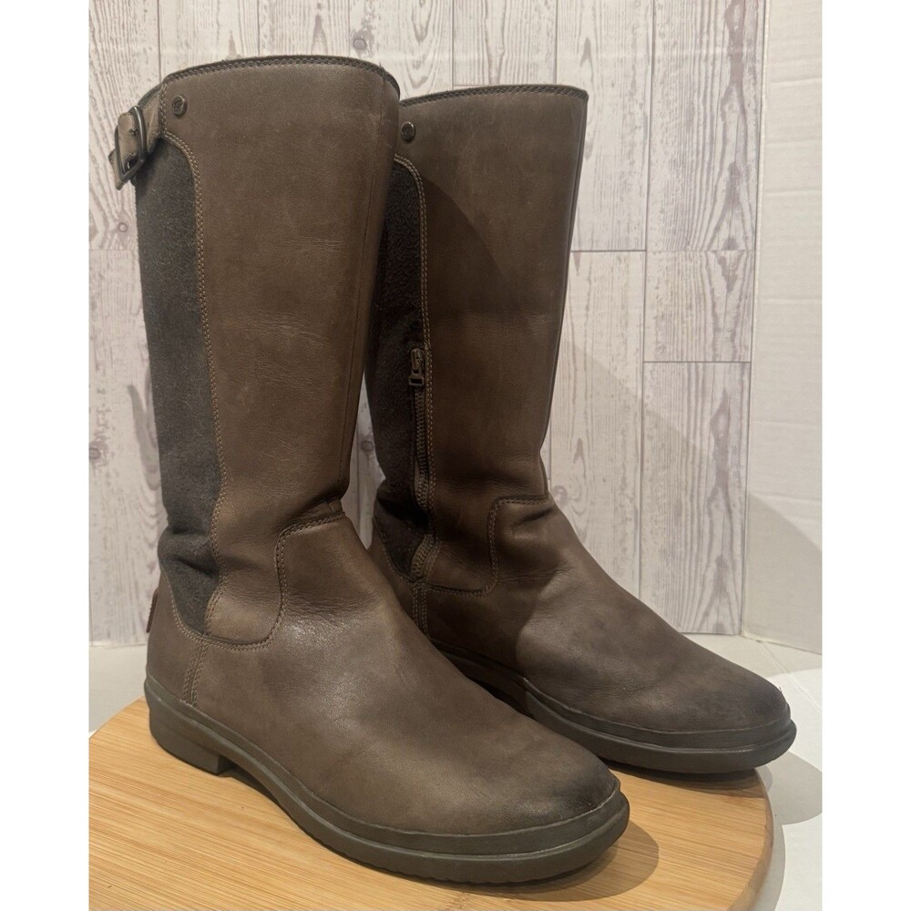 UGG Janina Leather Green Knee High Waterproof Riding outdoor Boots Women's  8